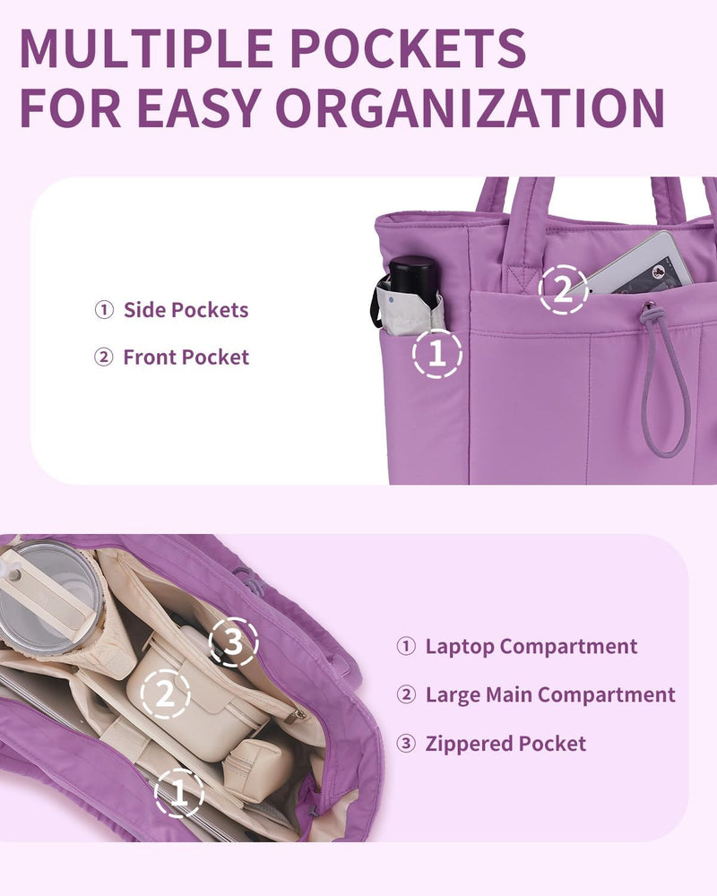 Padded Laptop Tote Bag With Tumbler Holder And Trolley Sleeve