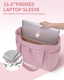 Padded Laptop Tote Bag With Tumbler Holder And Trolley Sleeve
