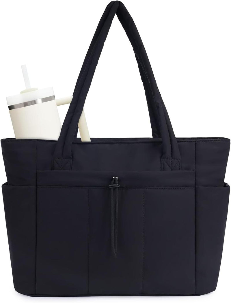 Padded Laptop Tote Bag With Tumbler Holder And Trolley Sleeve