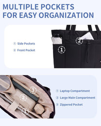 Padded Laptop Tote Bag With Tumbler Holder And Trolley Sleeve