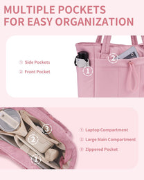 Padded Laptop Tote Bag With Tumbler Holder And Trolley Sleeve