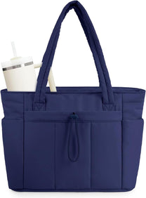 Padded Laptop Tote Bag With Tumbler Holder And Trolley Sleeve