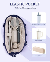 Padded Laptop Tote Bag With Tumbler Holder And Trolley Sleeve