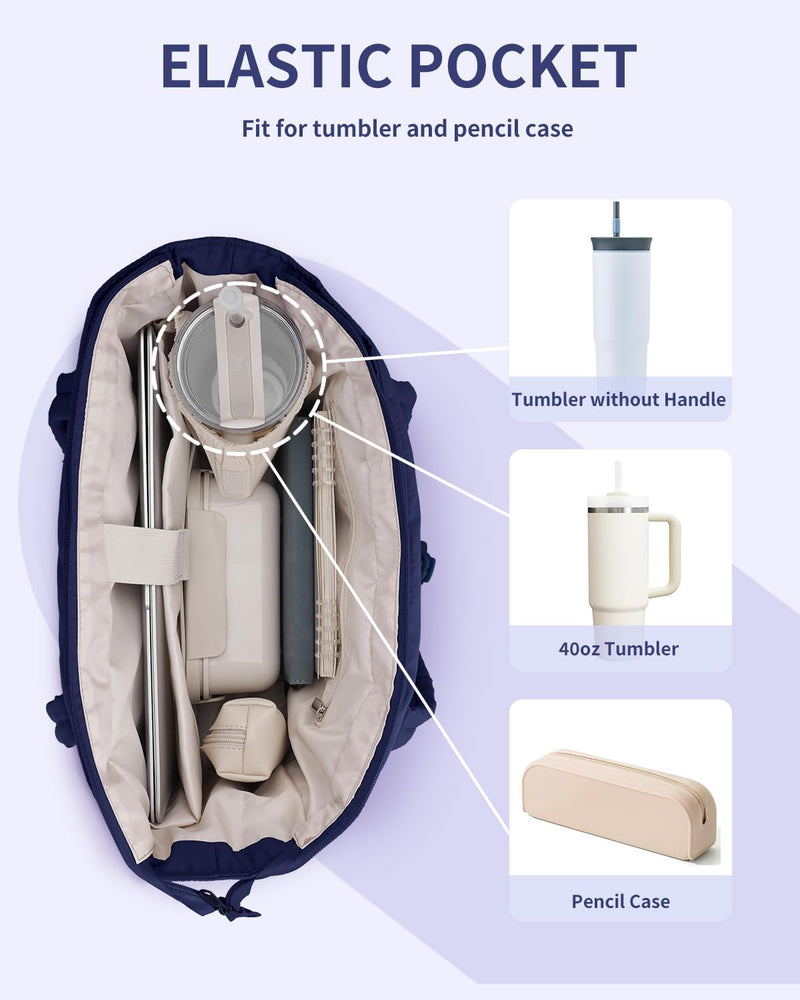Padded Laptop Tote Bag With Tumbler Holder And Trolley Sleeve