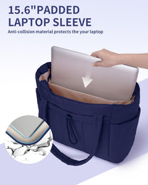 Padded Laptop Tote Bag With Tumbler Holder And Trolley Sleeve