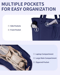 Padded Laptop Tote Bag With Tumbler Holder And Trolley Sleeve