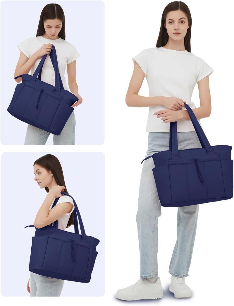 Padded Laptop Tote Bag With Tumbler Holder And Trolley Sleeve