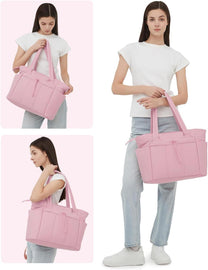 Padded Laptop Tote Bag With Tumbler Holder And Trolley Sleeve
