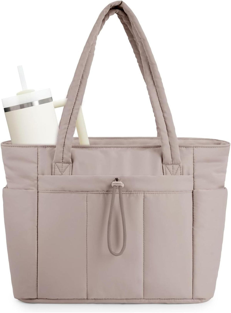 Padded Laptop Tote Bag With Tumbler Holder And Trolley Sleeve