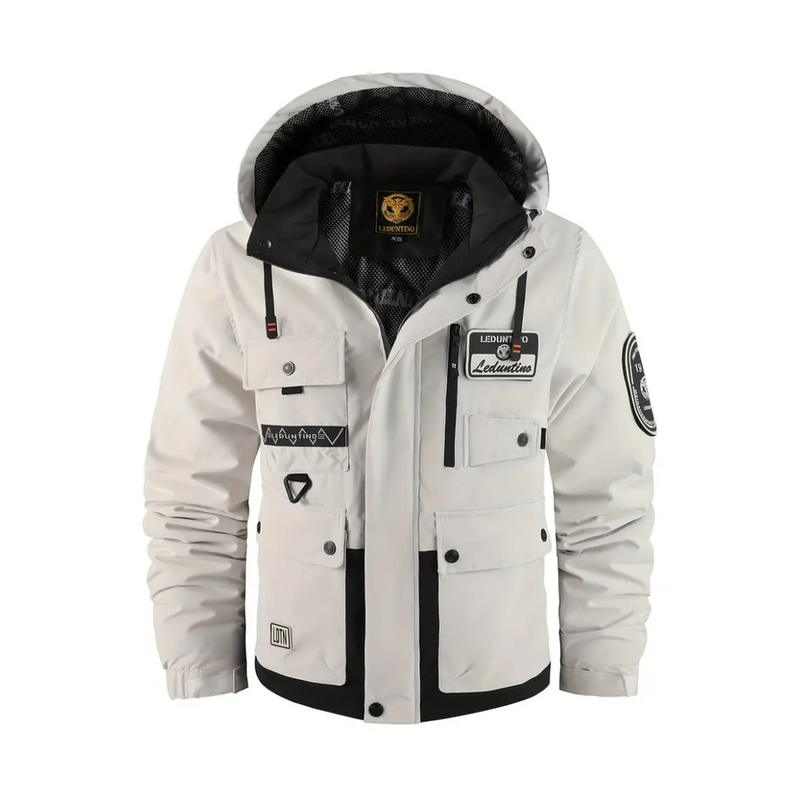 Padded Men&#39;s Outdoor Jacket With Removable Hood