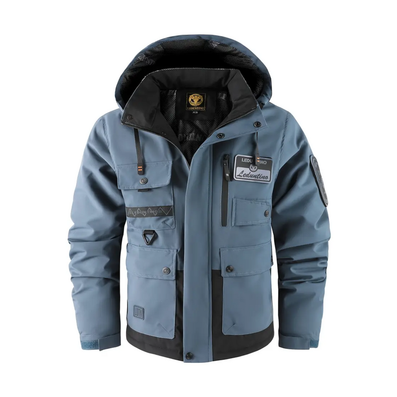 Padded Men&#39;s Outdoor Jacket With Removable Hood