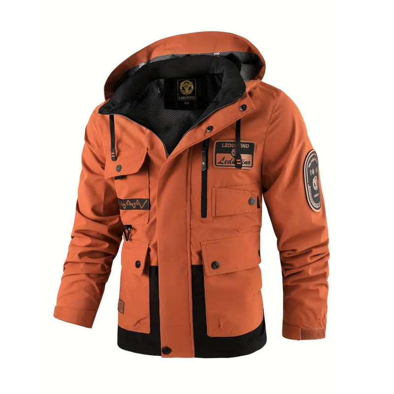 Padded Men&#39;s Outdoor Jacket With Removable Hood