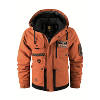 Padded Men&#39;s Outdoor Jacket With Removable Hood