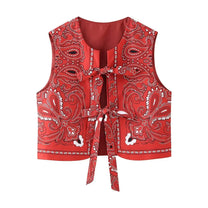 Paisley Printed Tie Front Vest