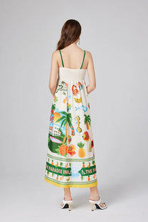 Paradise Print Vacation Cami Maxi Dress