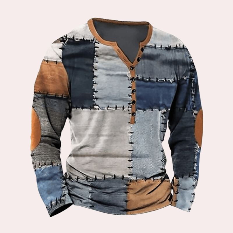 Patchwork Cotton Blend Sweater for Men