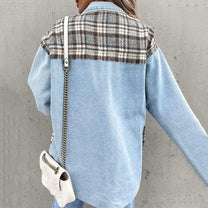 Patchwork Plaid Casual Jacket for Women
