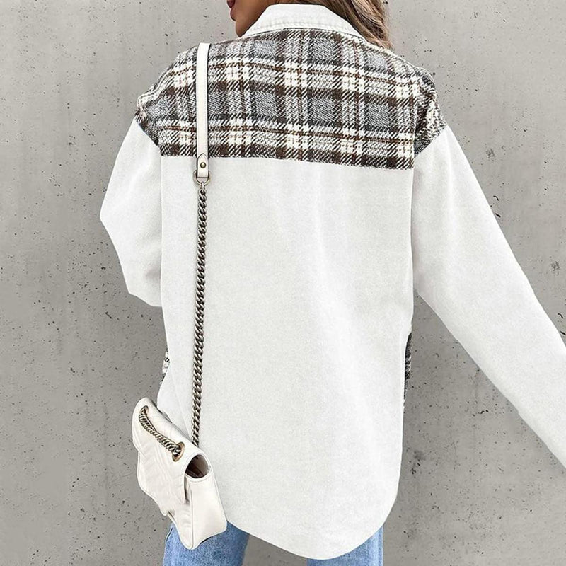 Patchwork Plaid Casual Jacket for Women
