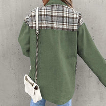 Patchwork Plaid Casual Jacket for Women