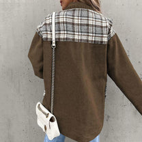 Patchwork Plaid Casual Jacket for Women