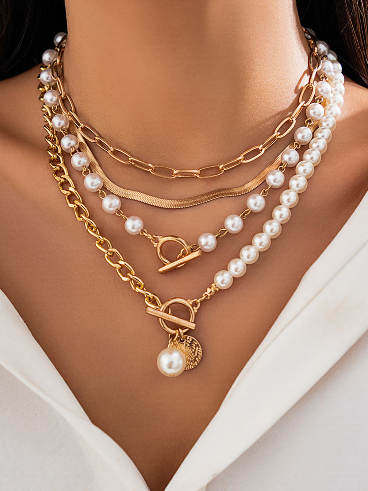 Pearl Decor Layered Necklace