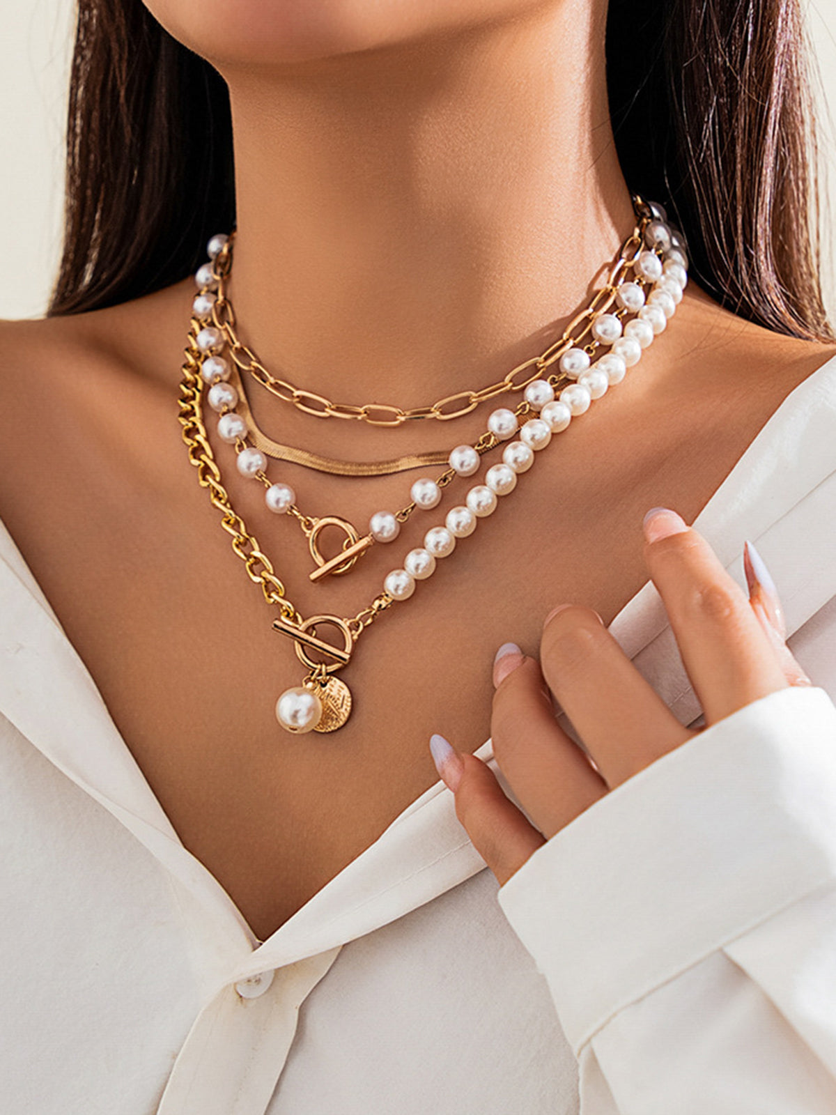 Pearl Decor Layered Necklace