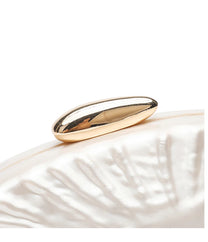Pearl White Clutch With Gold Chain