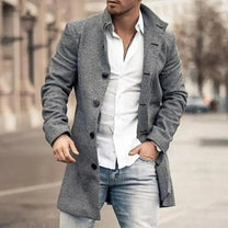Plaid Double-Breasted Trench Coat for Men