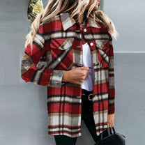 Plaid Lightweight Transitional Jacket With Button Closure