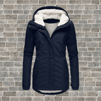 Pleated Cotton Coat With Removable Lambswool Hood