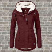 Pleated Cotton Coat With Removable Lambswool Hood