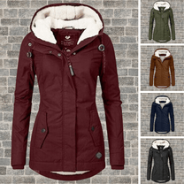 Pleated Cotton Coat With Removable Lambswool Hood