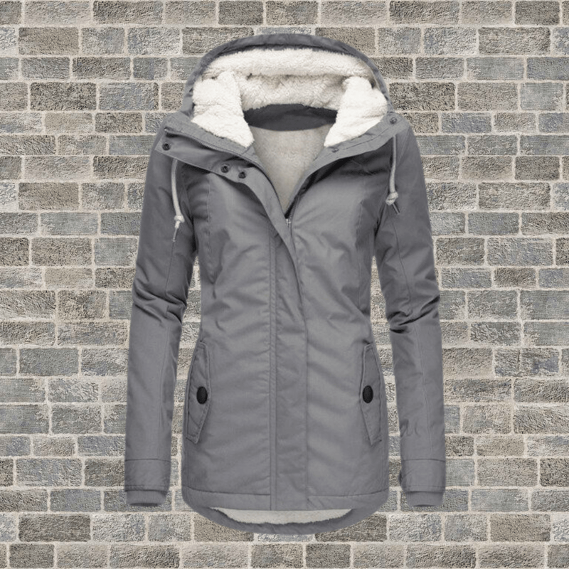 Pleated Cotton Coat With Removable Lambswool Hood