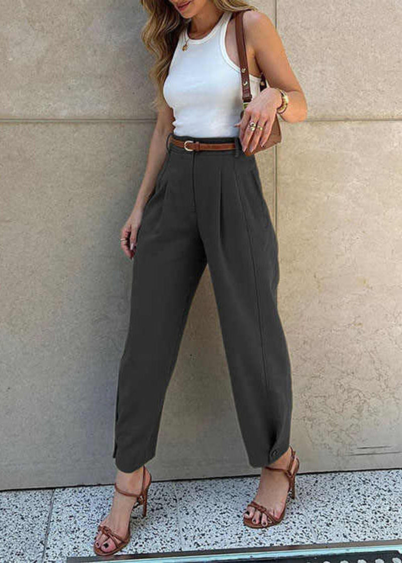 Pleated High Waist Cropped Pants