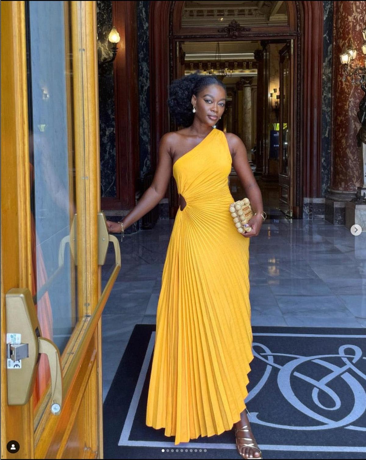 Pleated One-Shoulder Formal Evening Gown
