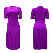 Pleated Peplum Midi Dress With Short Sleeves
