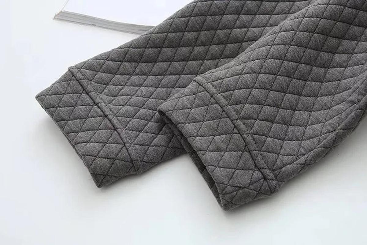 Plus Size Checkered Knit Cardigan Jacket
