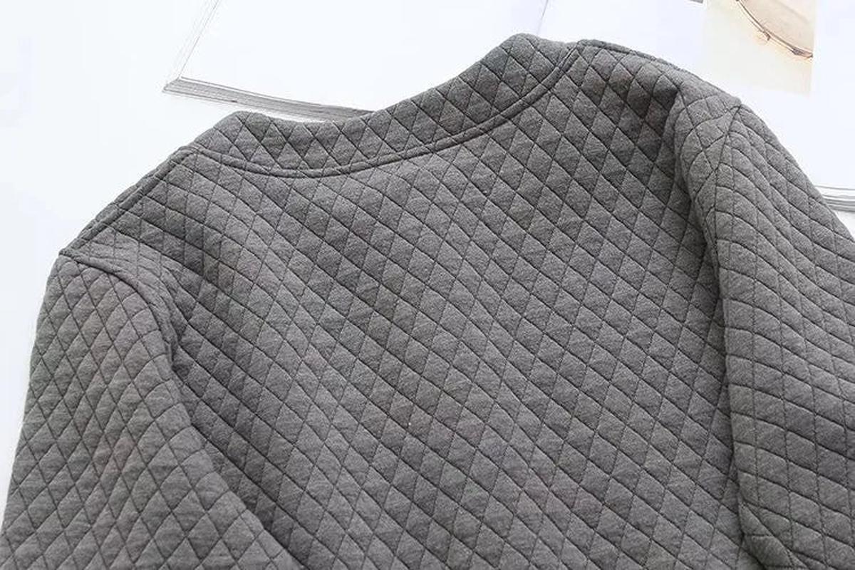 Plus Size Checkered Knit Cardigan Jacket