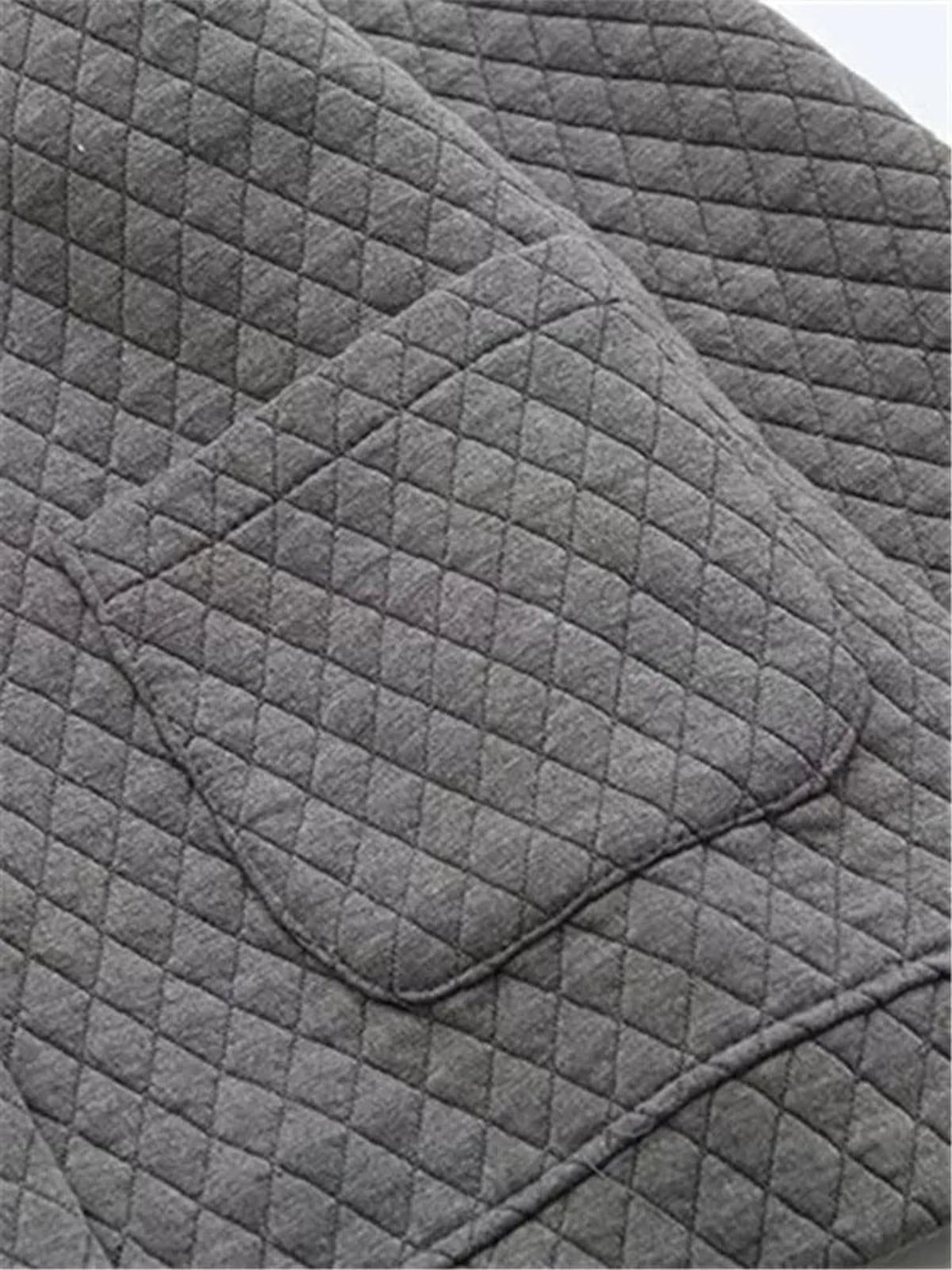 Plus Size Checkered Knit Cardigan Jacket