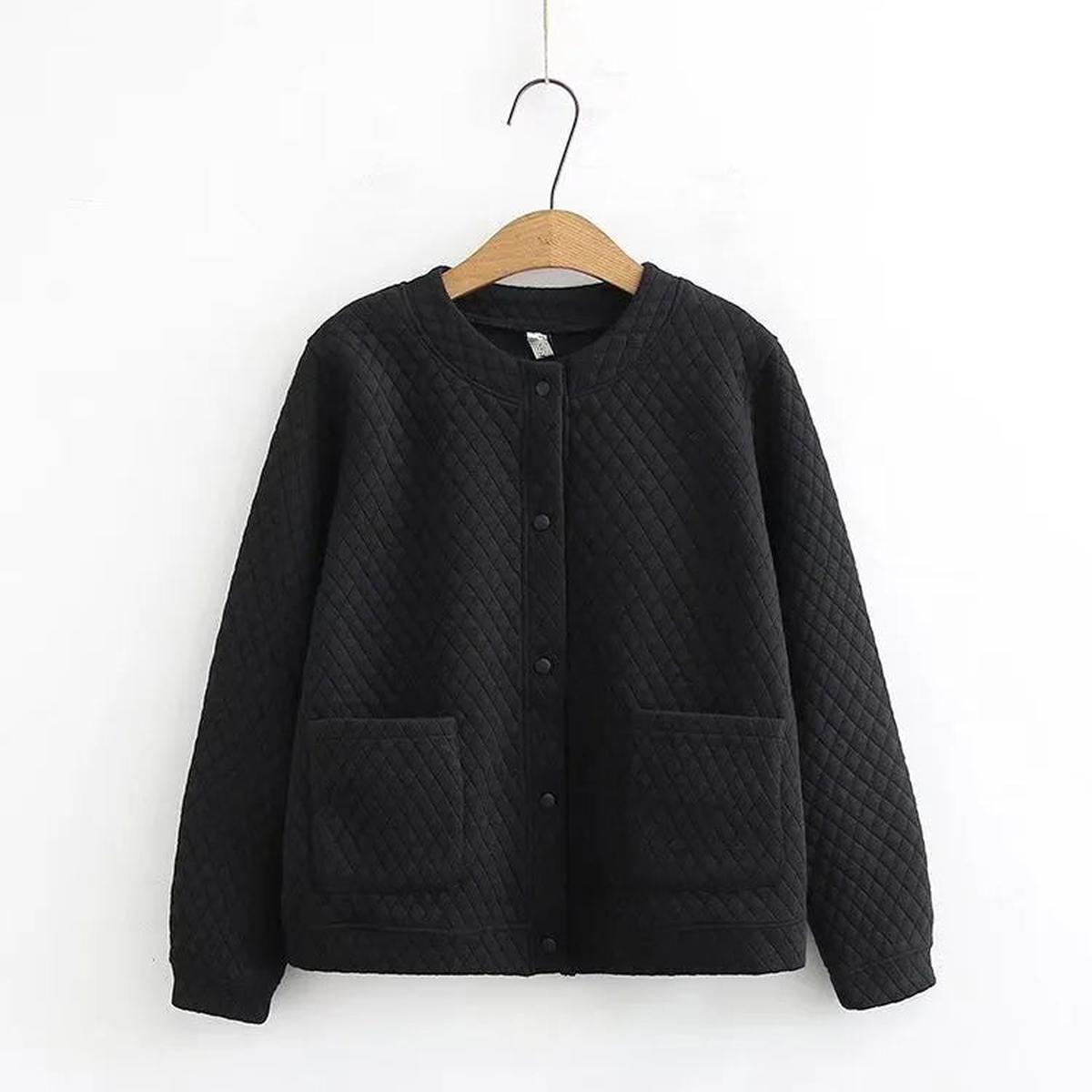 Plus Size Checkered Knit Cardigan Jacket