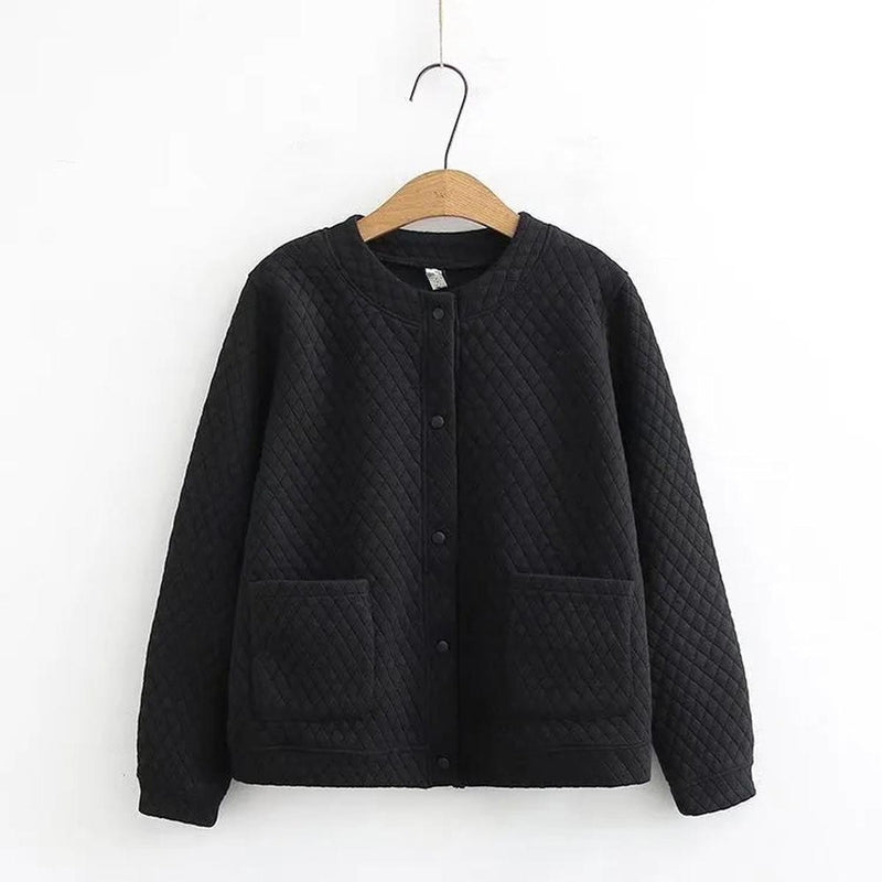 Plus Size Checkered Knit Cardigan Jacket