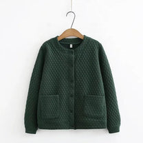Plus Size Checkered Knit Cardigan Jacket
