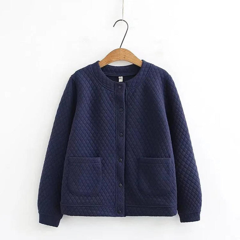 Plus Size Checkered Knit Cardigan Jacket