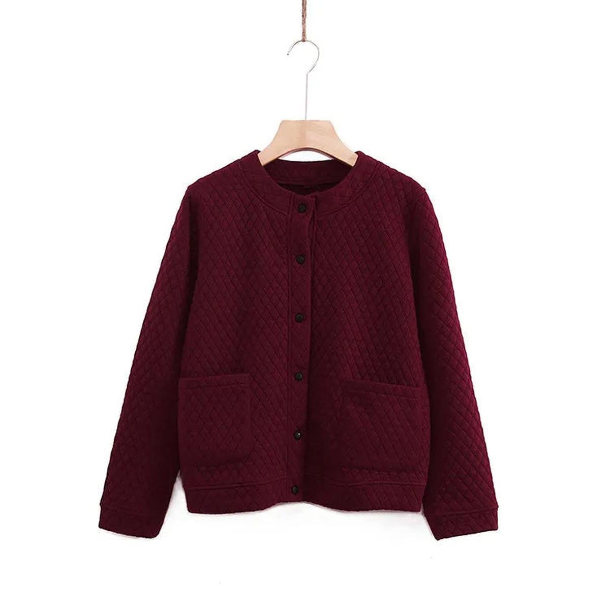 Plus Size Checkered Knit Cardigan Jacket