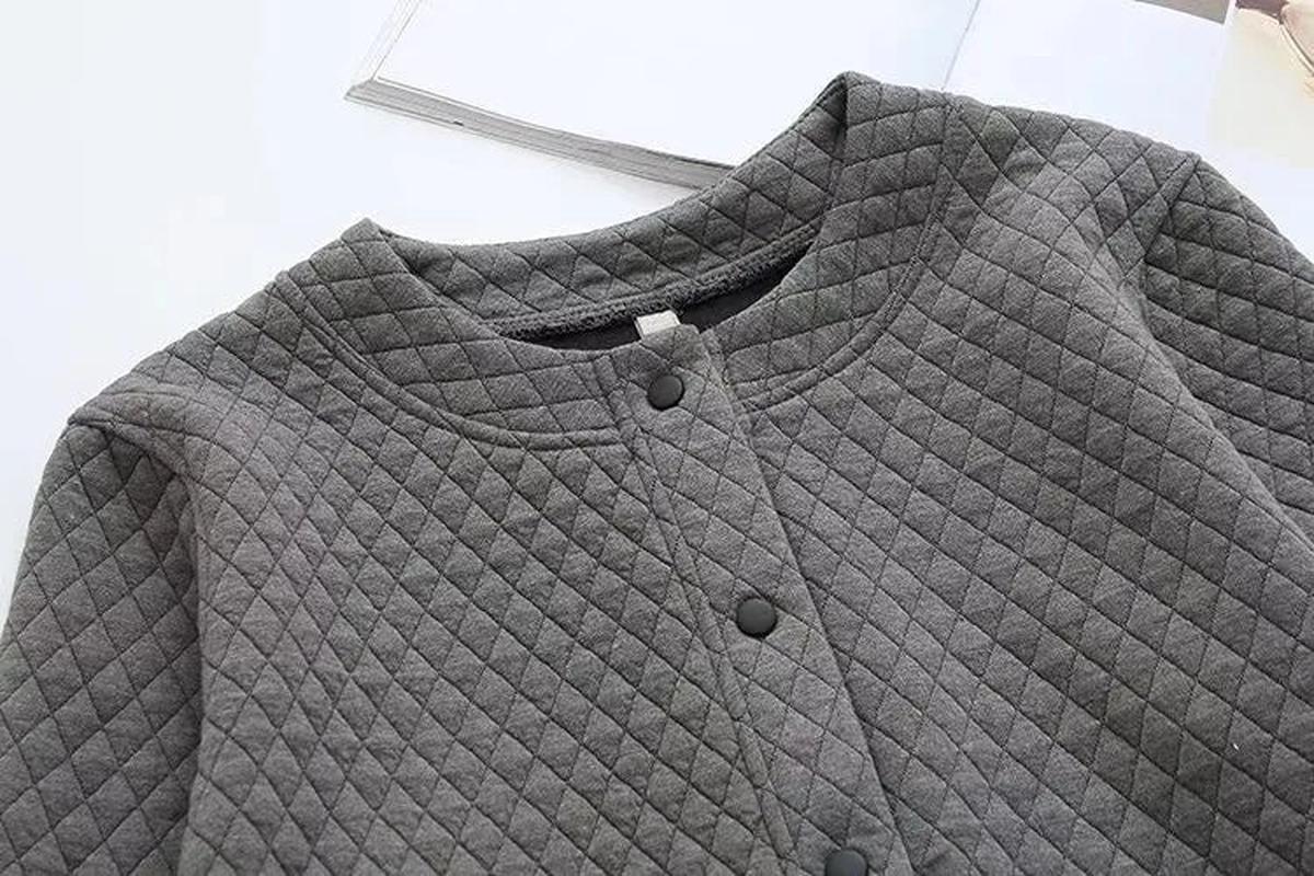 Plus Size Checkered Knit Cardigan Jacket
