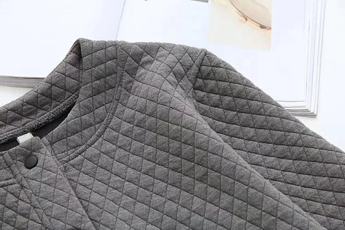 Plus Size Checkered Knit Cardigan Jacket