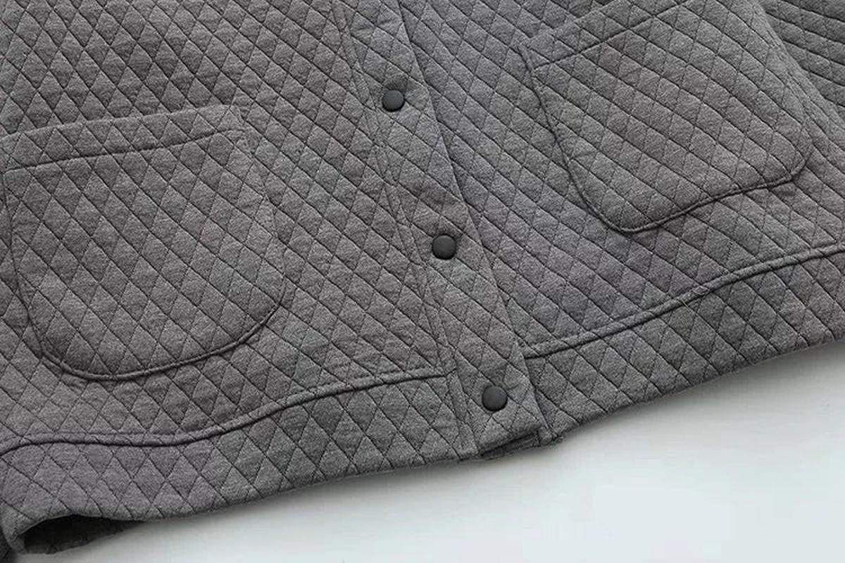 Plus Size Checkered Knit Cardigan Jacket