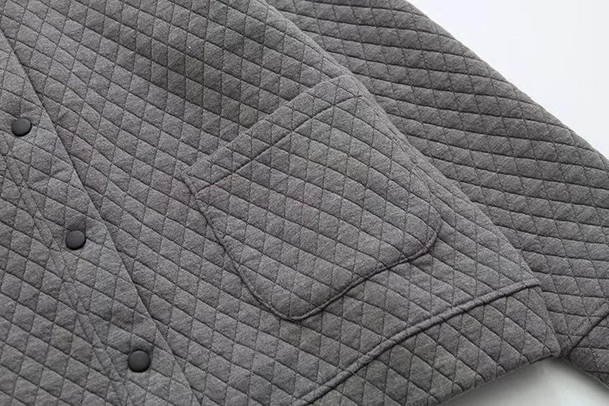 Plus Size Checkered Knit Cardigan Jacket