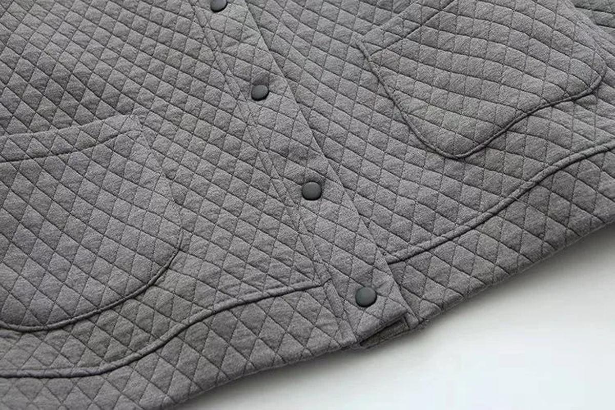 Plus Size Checkered Knit Cardigan Jacket