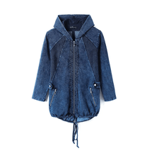 Plus Size Denim Hoodie Pullover For Autumn